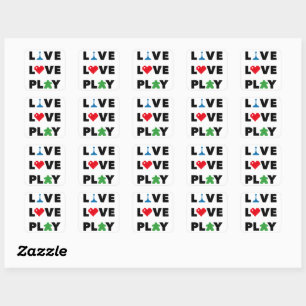 Live, Liebe, Schwarze Text-Aufkleber wiedergeben Quadratischer Aufkleber