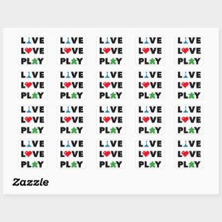 Live, Liebe, Schwarze Text-Aufkleber wiedergeben Quadratischer Aufkleber