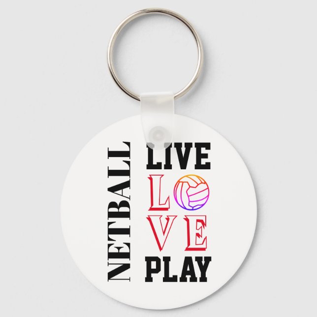 Live-Liebe Slogan Netball Schlüsselanhänger (Vorderseite)