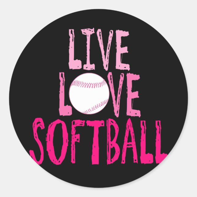 Live, Liebe, Softball Runder Aufkleber (Vorderseite)