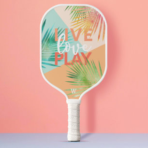 Live Liebe Spielspass Wasserfarbe Tropisches Palme Pickleball Schläger
