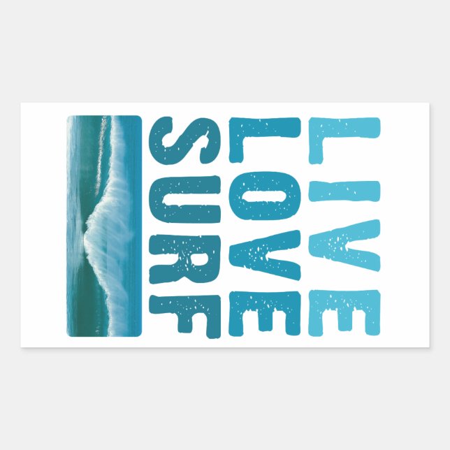 live_Liebe_surf Rechteckiger Aufkleber (Vorderseite)