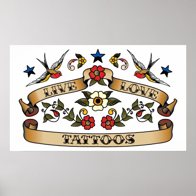 Live Liebe Tattoos Poster (Vorne)