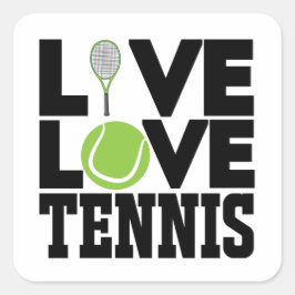Live-Liebe Tennis Quadratischer Aufkleber