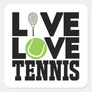 Live-Liebe Tennis Quadratischer Aufkleber