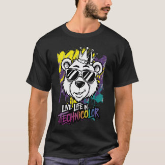 "Live Life in Technicolor - Funky Bear Graffiti T-Shirt