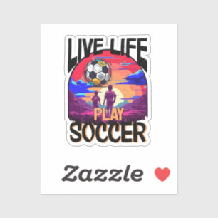 Live Life Play Fußball, Sunset Football Kinder Aufkleber