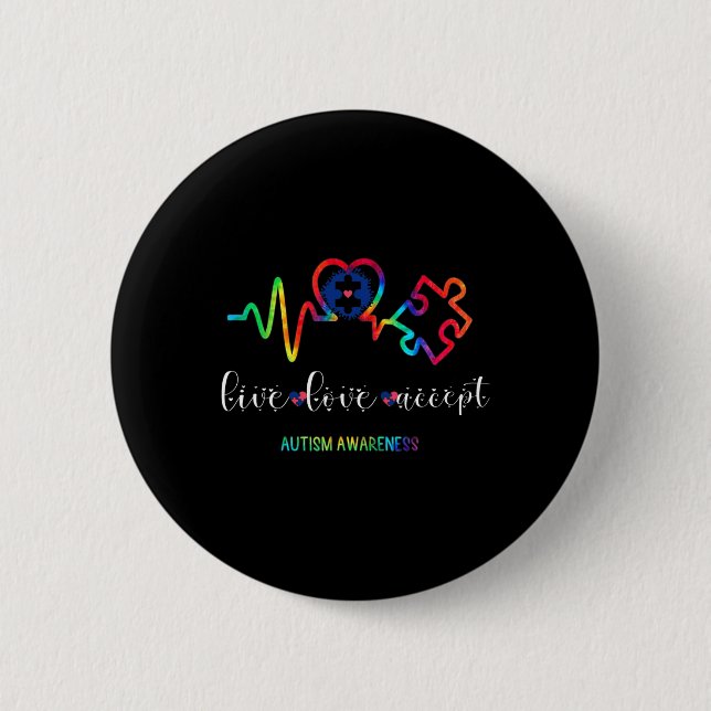 Live Love Accept Autismus-Bewusstsein 1  Button (Vorderseite)