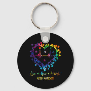Live Love Accept Autismus-Bewusstsein Tie Dye Auti Schlüsselanhänger