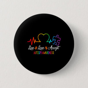 Live Love Accept Autismus-Bewusstsein Tie Dye Puzz Button