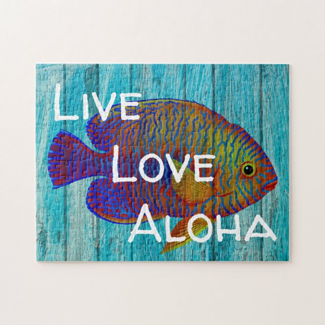 Live Love Aloha Tropical Fish Beach Sign (Horizontal)
