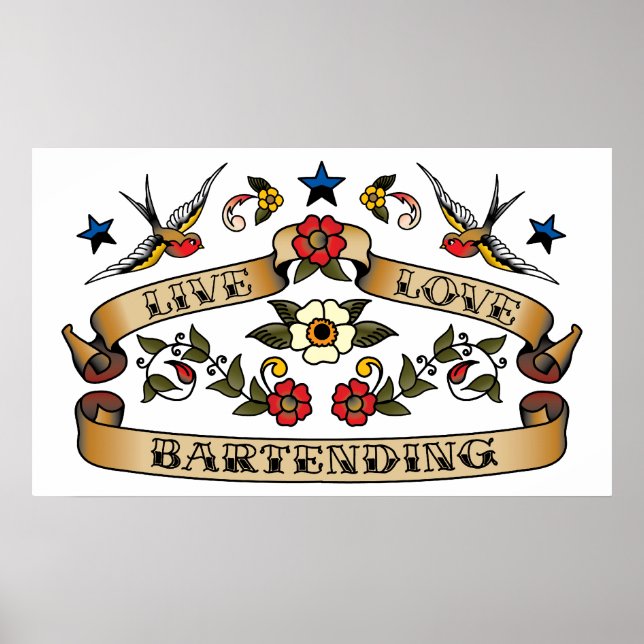 Live Love Bartending Poster (Vorne)