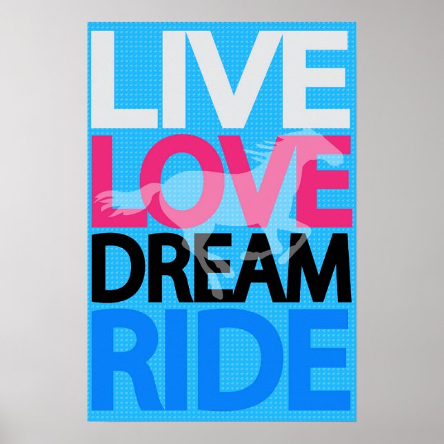 Live Love Dream Ride Cowgirl Equestrian Poster (Vorne)