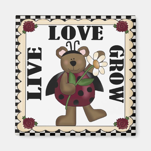 Live Love Grow ladybug Magnet (Devant)