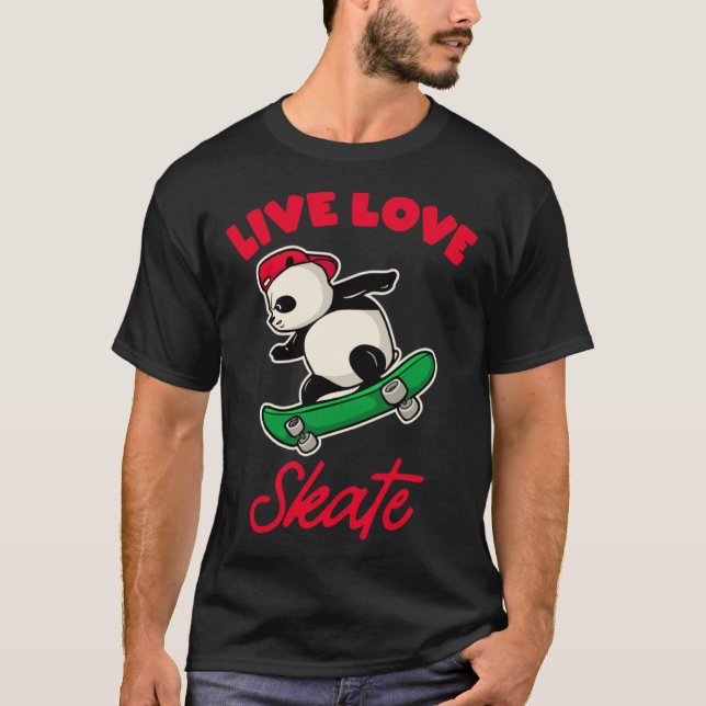 live love skate skater bear funny skateboard skati T-Shirt (Vorderseite)