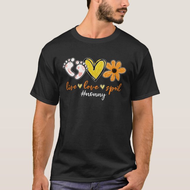 Live Love Spoiled Nonny Footprints Heart Flower Mo T-Shirt (Vorderseite)