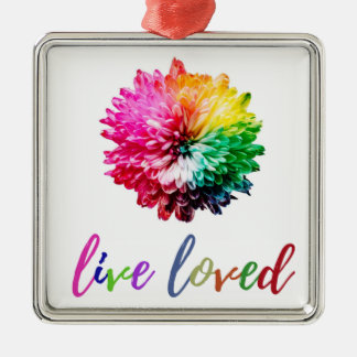 Live Loved Square Ornament Aus Metall