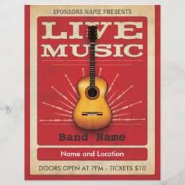 Live Music Acoustic Gitarre Flyer Red