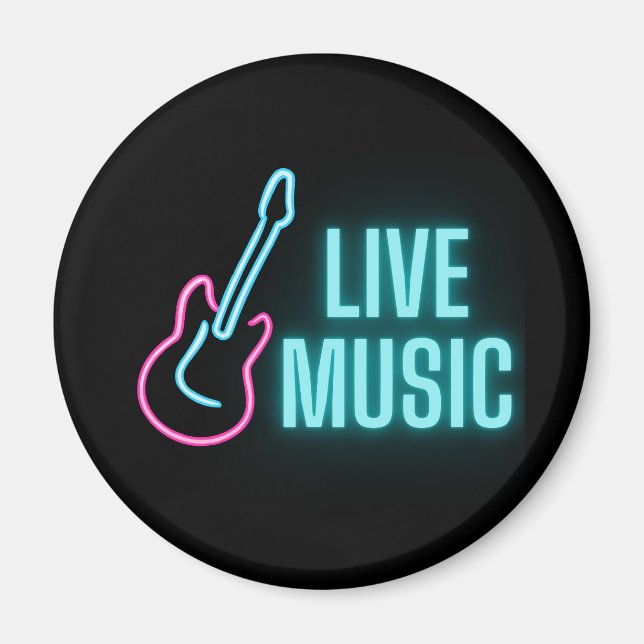 Live Music Neon Guitar Magnet (Vorne)