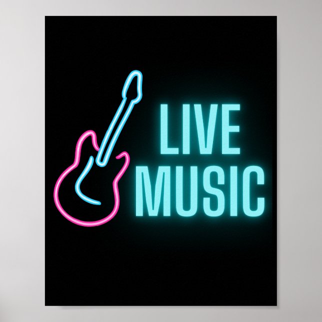 Live Music Neon Guitar Poster (Vorne)