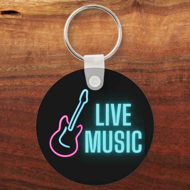 Live Music Neon Guitar Schlüsselanhänger (Rückseite)