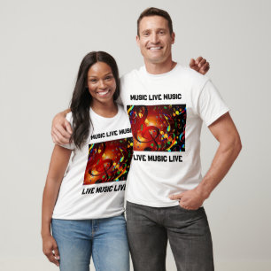 Live Music White Slogan T-Shirt