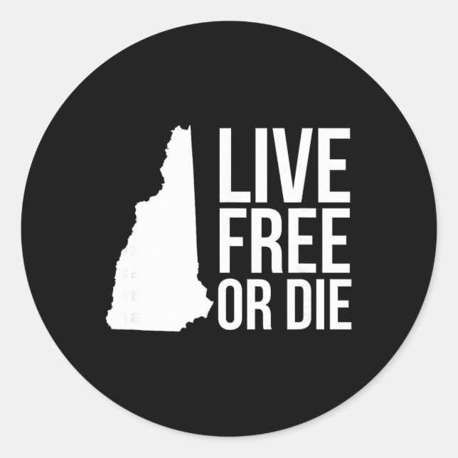 Live Or Die Nh Motto New Hampshire Map  Runder Aufkleber (Vorderseite)