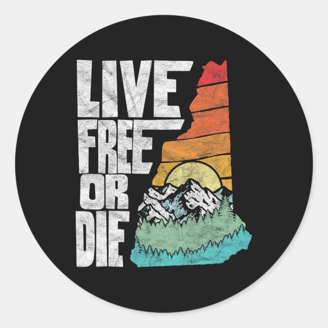 Live Or Die Retro New Hampshire Nature  Runder Aufkleber (Vorderseite)