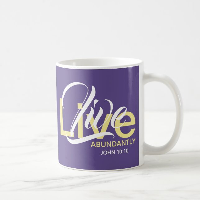 Live reichlich John 10:10 Lila benutzerdefinierte  Kaffeetasse (Rechts)