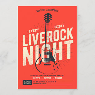 Live rock nuit musique promotion flyer Faire-part