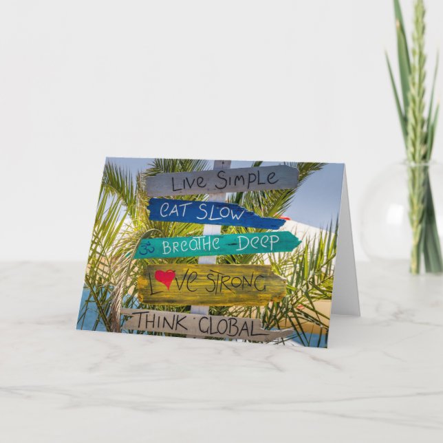 Live Simple Inspirational Motivierend Beach Signs Karte (Vorderseite)