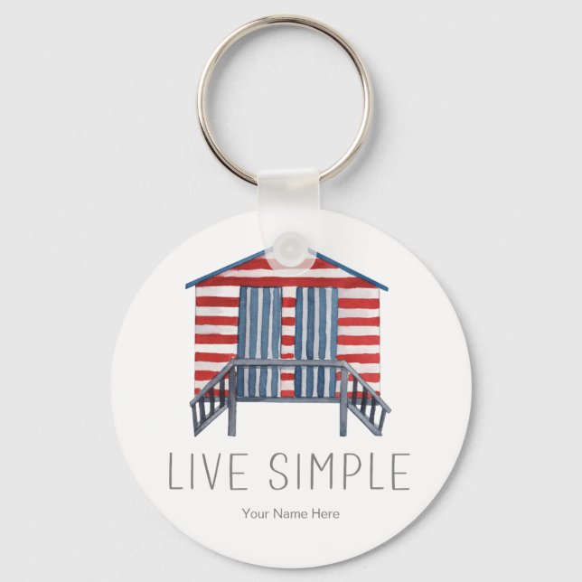 Live Simple Quote Nautic Summer Beach Hütte Cabana Schlüsselanhänger (Vorderseite)