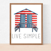Live Simple Quote Nautical Summer Beach Hut