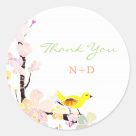 Live Spring Bird Wedding Danke Runder Aufkleber