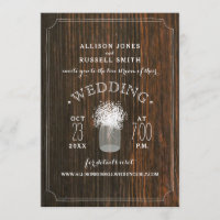 Live Stream Virtual Wedding Rustic Wood Mason Jar