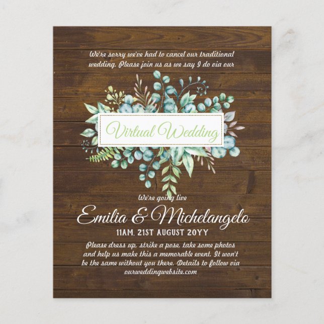 Live-Streaming-Einladungen für Virtual Wedding-Vid (Vorderseite)