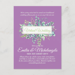 Live-Streaming-Einladungen für Virtual Wedding-Vid Postkarte