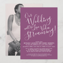 Live-Streaming-Hochzeit für lila Foto von Mulberry Einladung