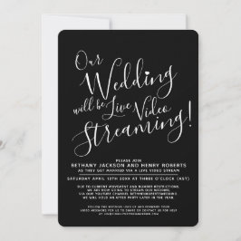 Live-Streaming-Hochzeit für Schwarz-weiße Fotos Einladung