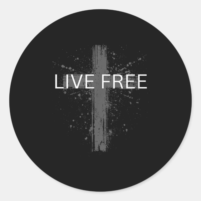 Live Text Christian, Patriotic Cross Flag Faith Do Runder Aufkleber (Vorderseite)