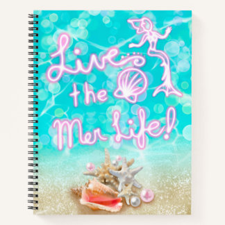 Live the Mer Life - Ocean Muschel Beach Notebook Notizbuch