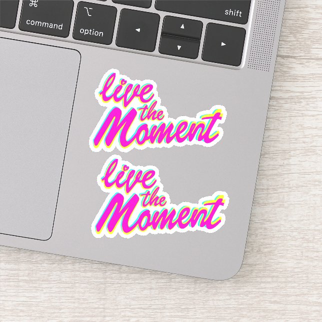 Live the Moment farbenfroher Text Slogan Aufkleber (Detail)