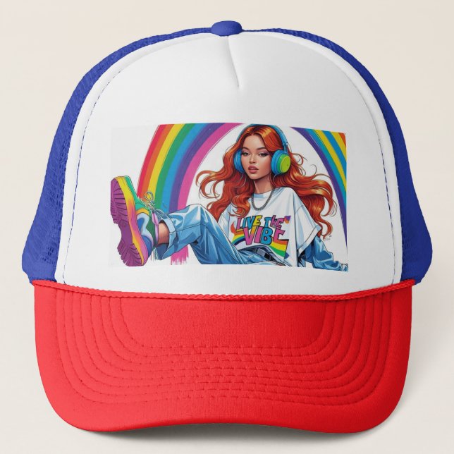 Live the Vibe Girl Truckerkappe (Vorderseite)
