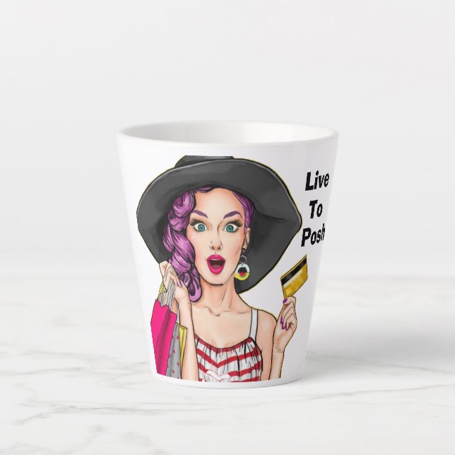 Live To Posh - Poshmark Latte Tasse (Vorderseite)