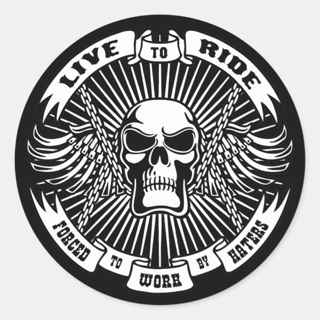 Live to Ride, erzwungen zur Arbeit Runder Aufkleber (Vorderseite)