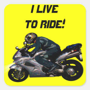Live to Ride Motorbiker Quadratischer Aufkleber