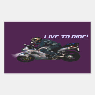Live to Ride Motorbiker Rechteckiger Aufkleber