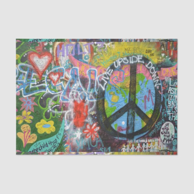 Live Upside Down Peace Sign Wall Seidenpapier (Vorderseite)