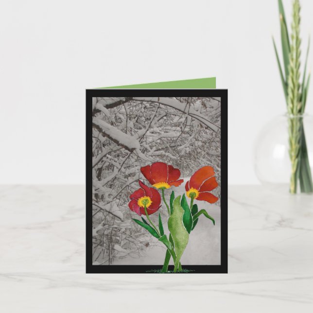 Live Winter, aber denken Sie Frühling Karte (Vorderseite)