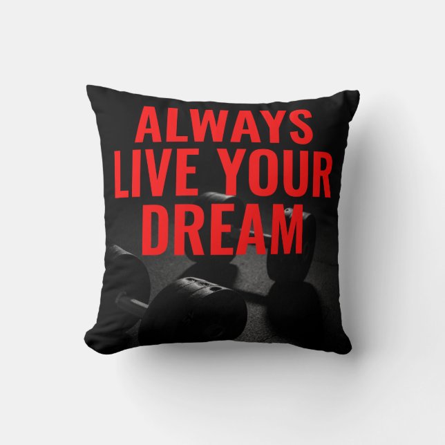 Live Your Dream Bodybuilding Training Fitness Kissen (Vorderseite)